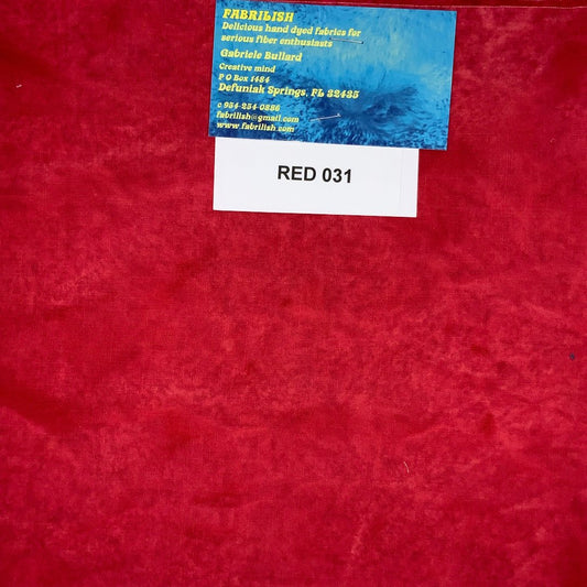 Hand Dyed 100 % cotton fabric red 031