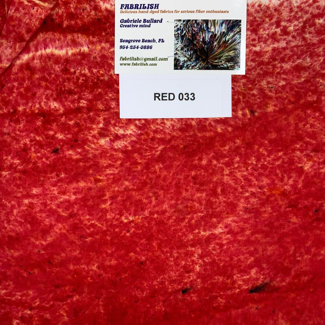 Hand Dyed 100 % cotton fabric red 033