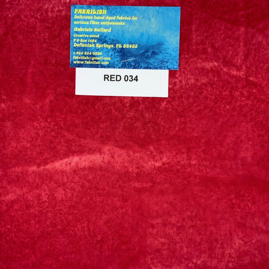 Hand Dyed 100 % cotton fabric red 034