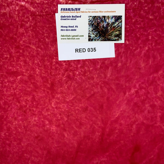 Hand Dyed 100 % cotton fabric red 035