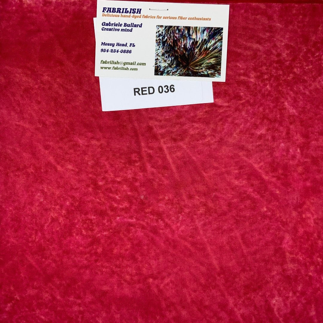 Hand Dyed 100 % cotton fabric red 036
