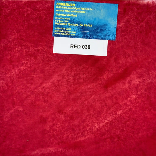 Hand Dyed 100 % cotton fabric red 038
