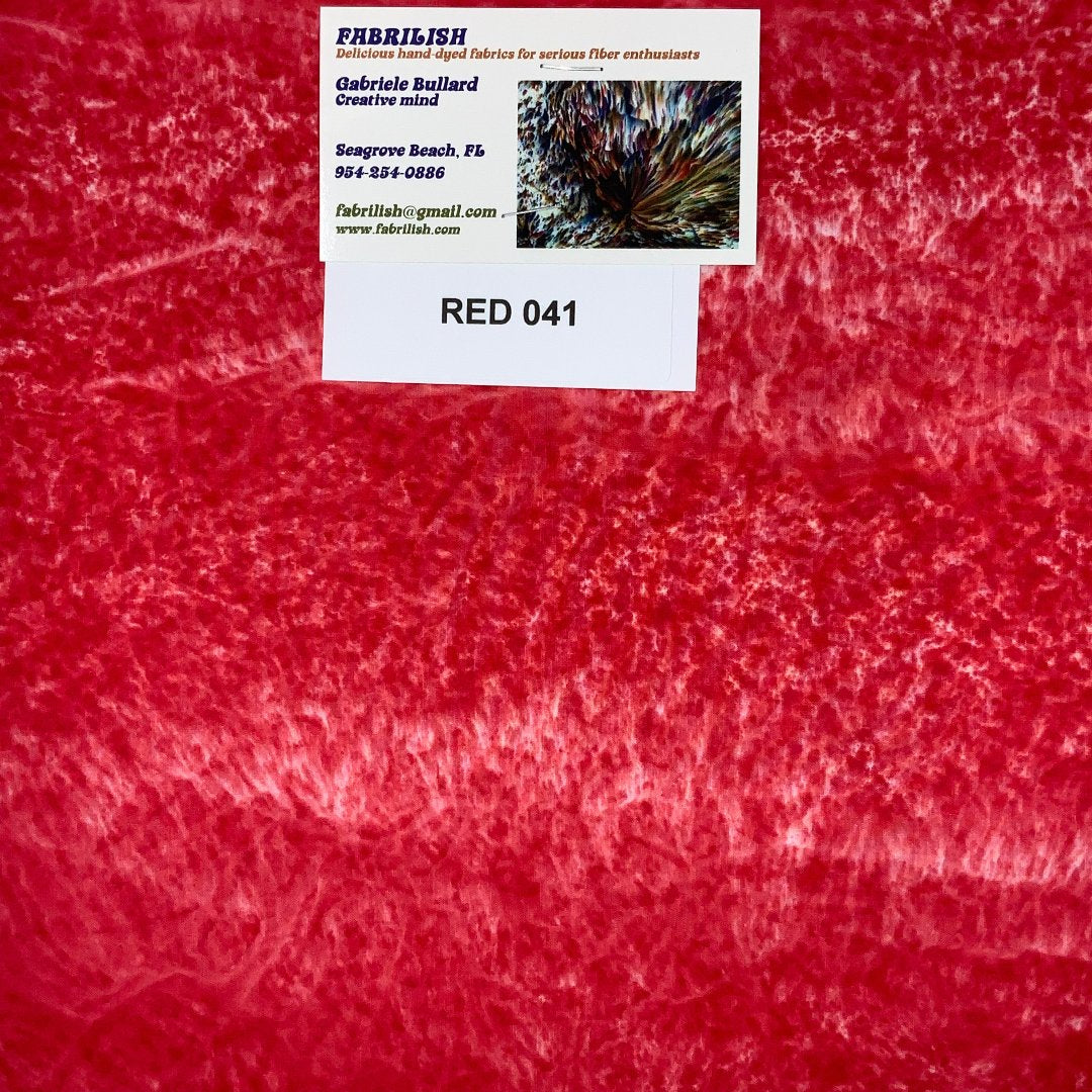 Hand Dyed 100 % cotton fabric red 041