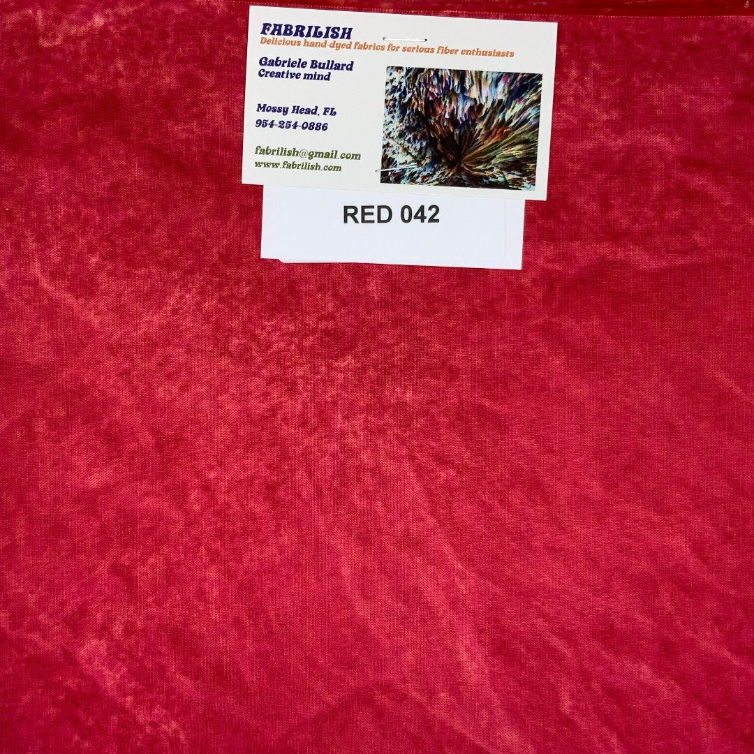 Hand Dyed 100 % cotton fabric red 042