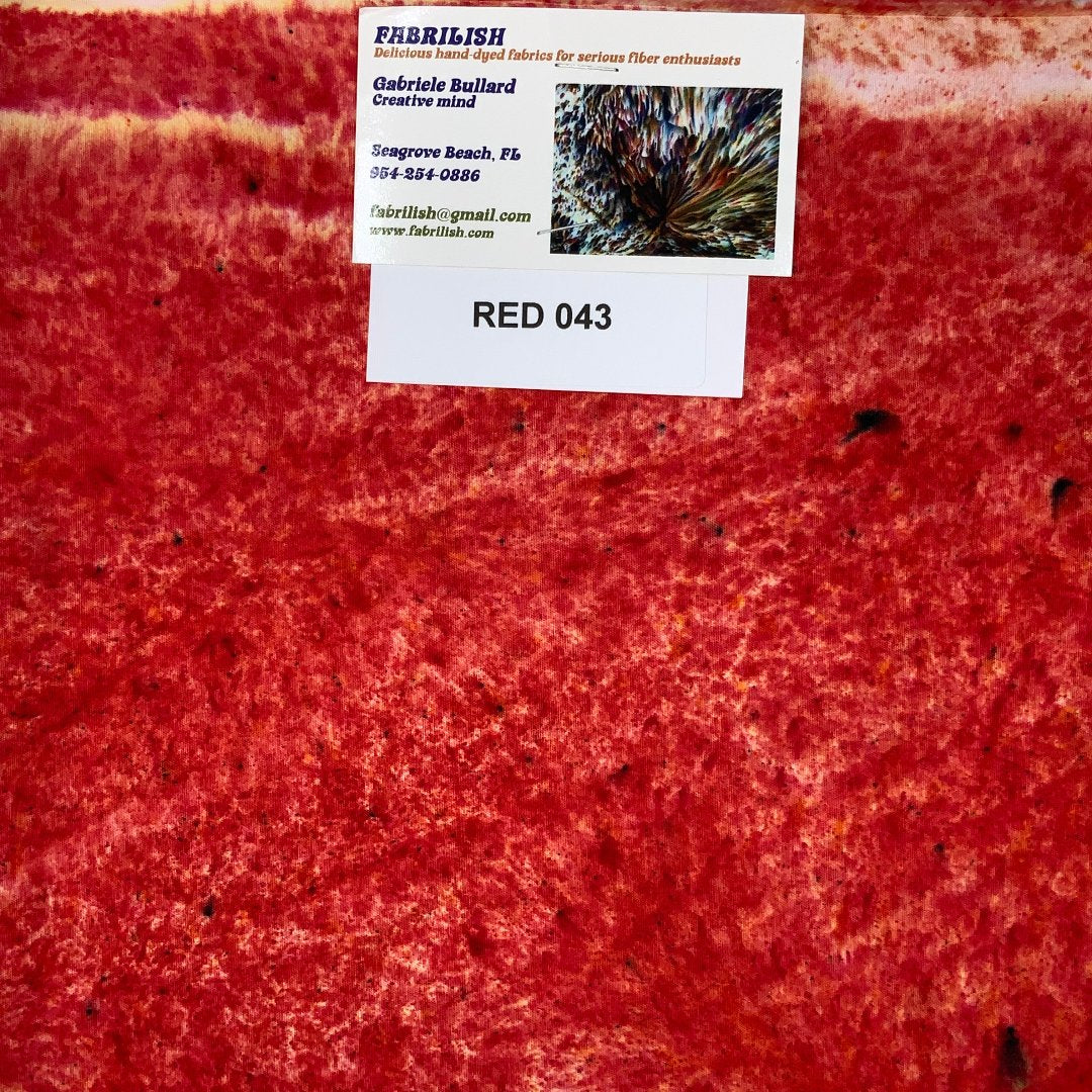 Hand Dyed 100 % cotton fabric red 043