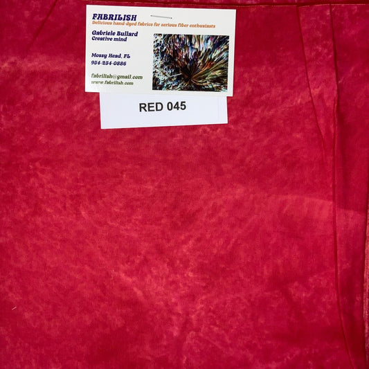 Hand Dyed 100 % cotton fabric red 045