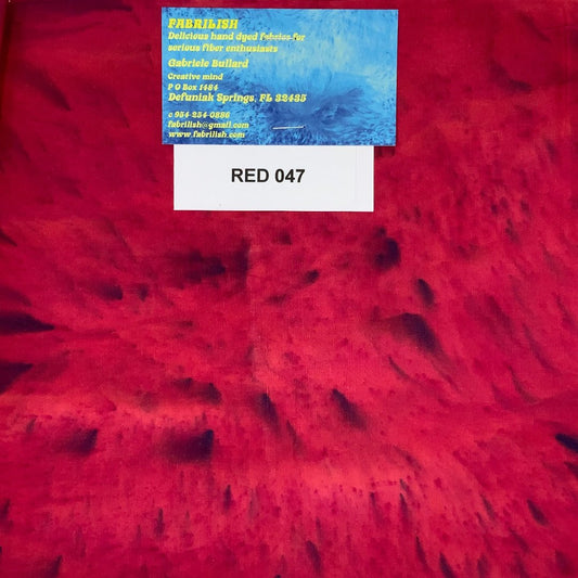 Hand Dyed 100 % cotton fabric red 047
