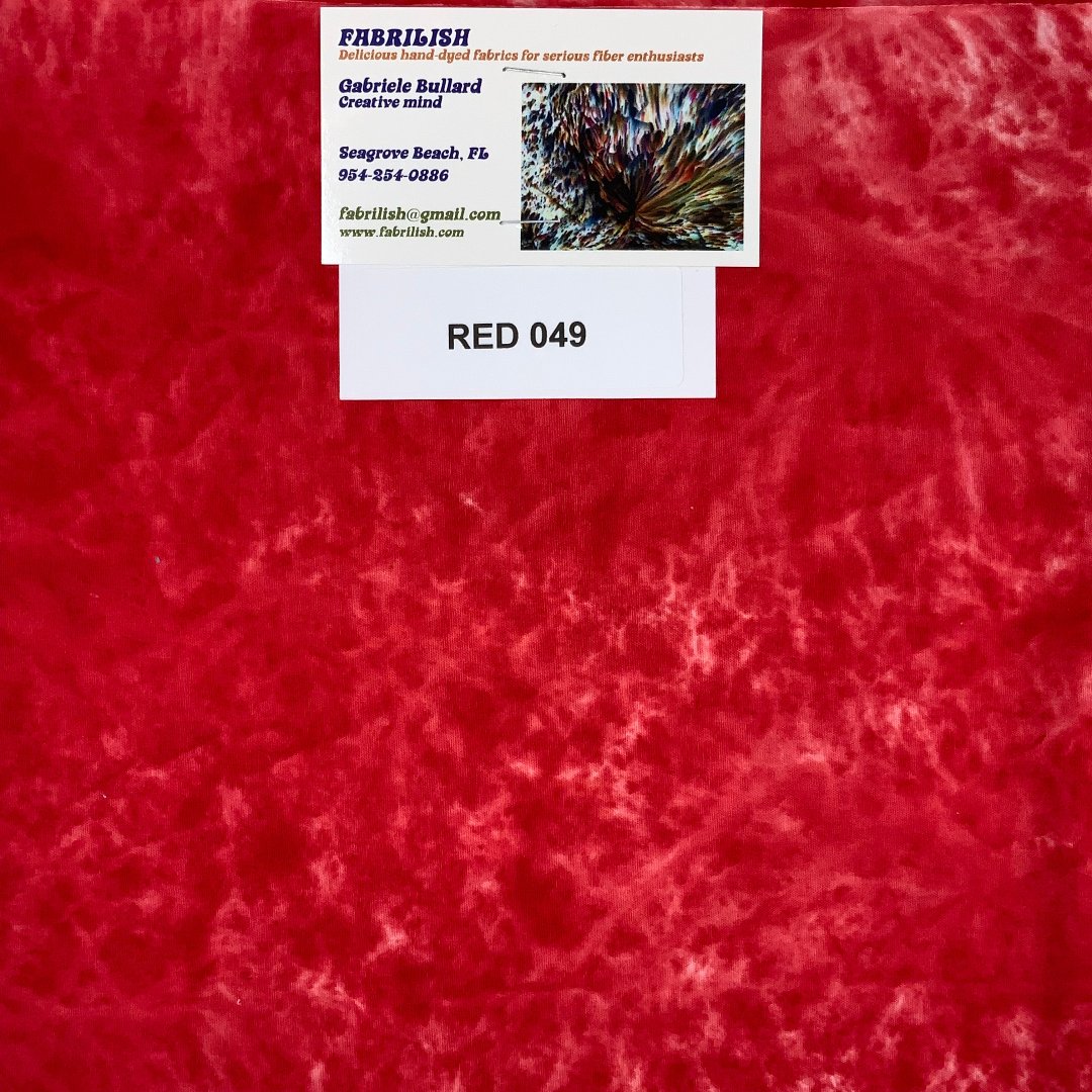 Hand Dyed 100 % cotton fabric red 049