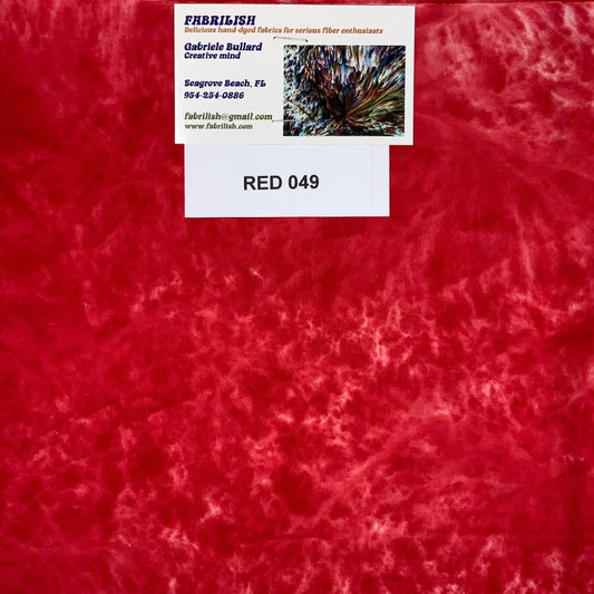 Hand Dyed 100 % cotton fabric red 049
