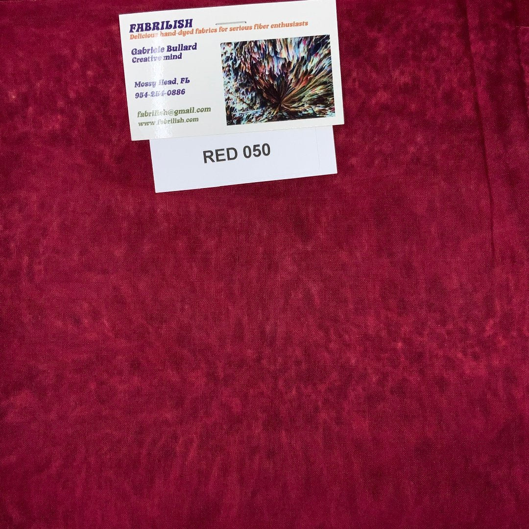 Hand Dyed 100 % cotton fabric red 050