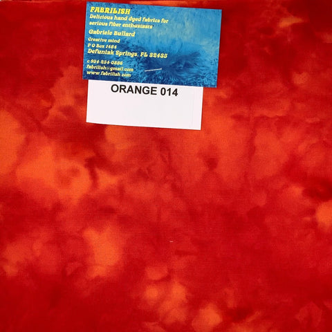 Hand Dyed 100 % cotton fabric orange 014