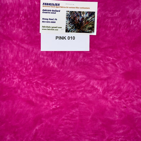 Hand Dyed 100 % cotton fabric pink 010