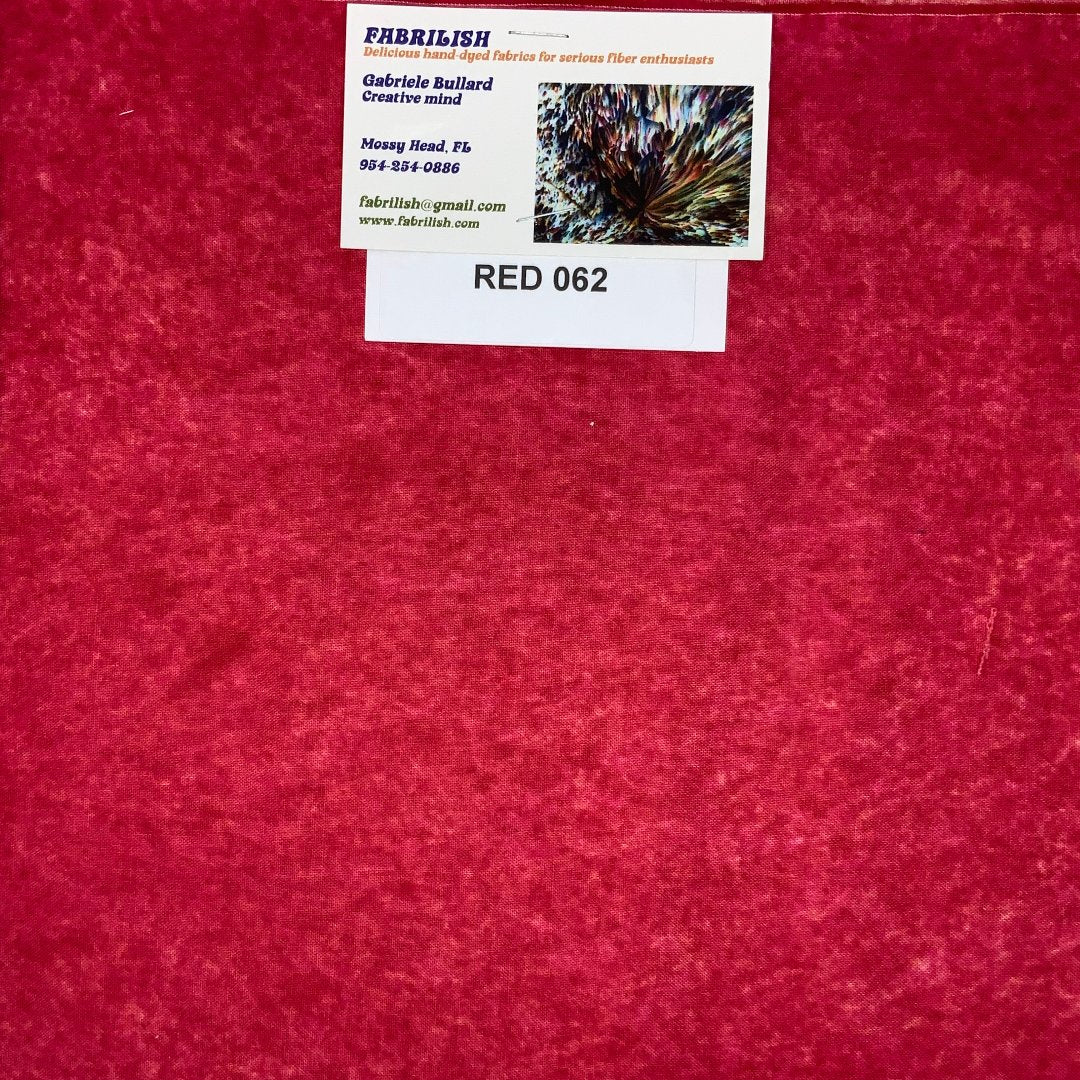 Hand Dyed 100 % cotton fabric red 062