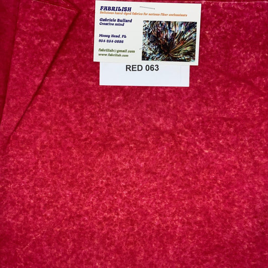 Hand Dyed 100 % cotton fabric red 063