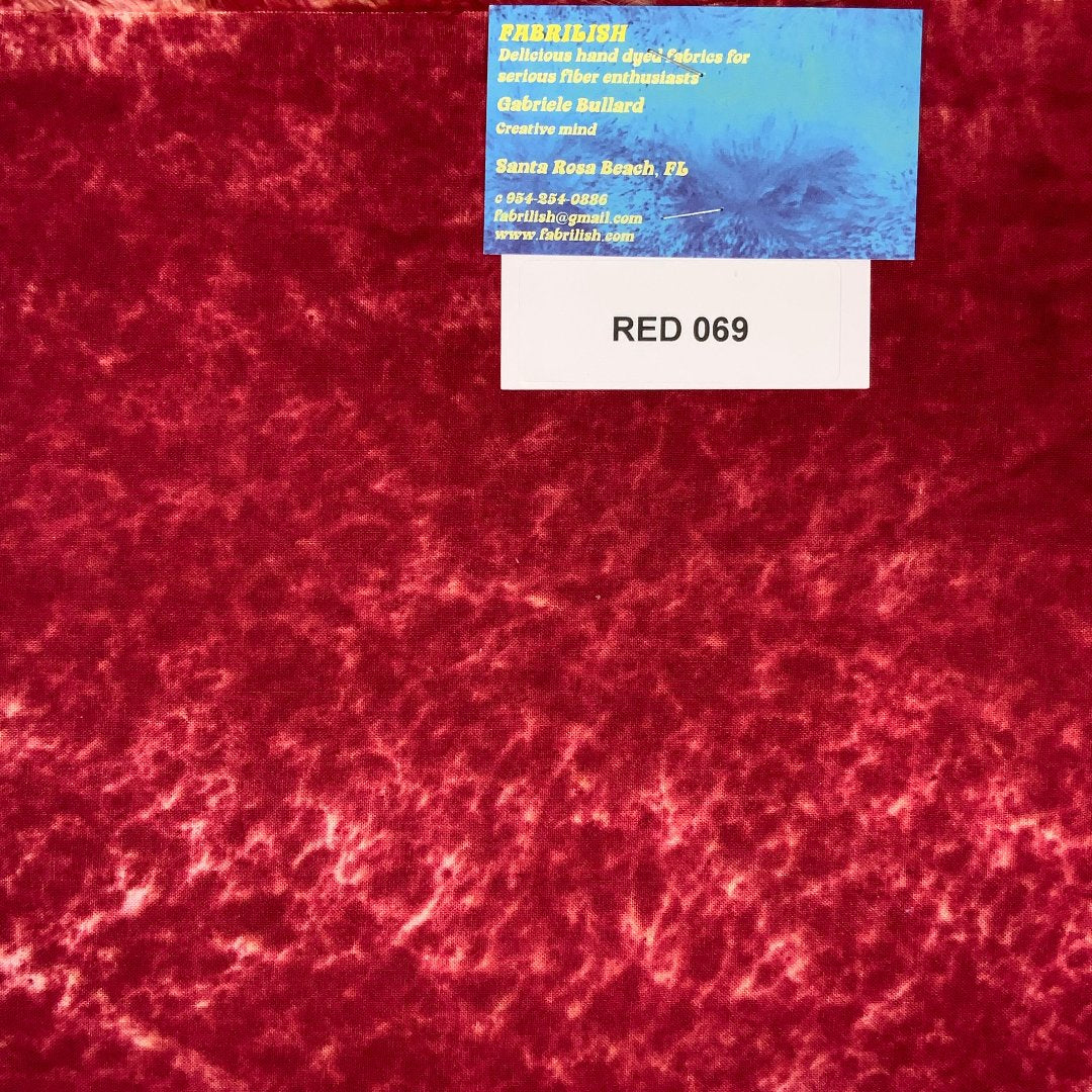 Hand Dyed 100 % cotton fabric red 069