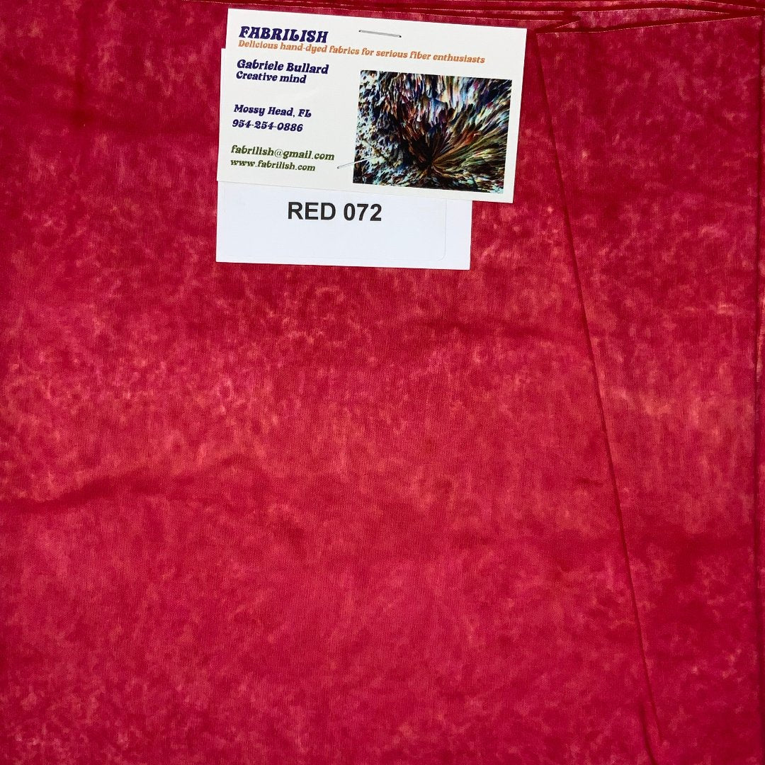 Hand Dyed 100 % cotton fabric red 072