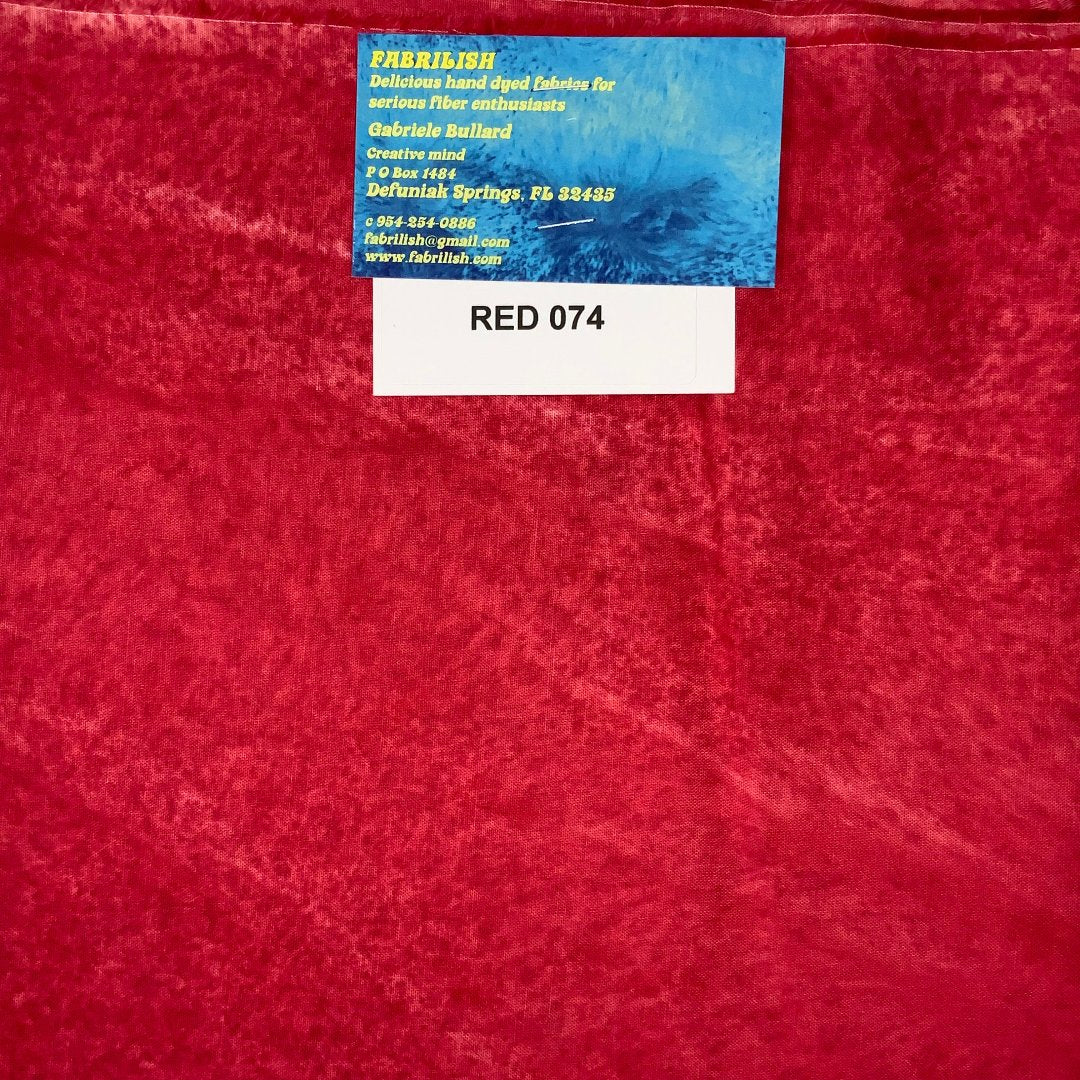 Hand Dyed 100 % cotton fabric red 074