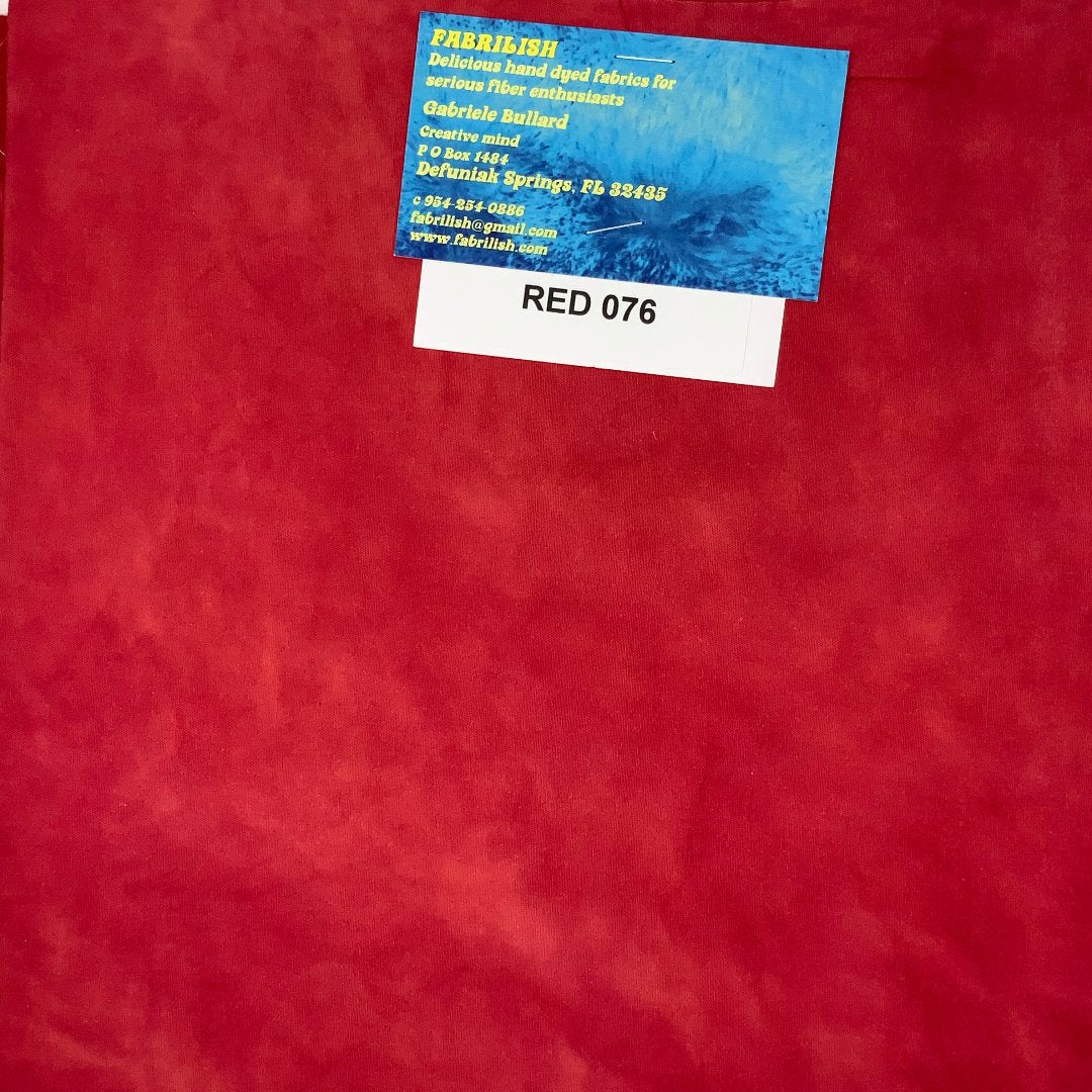 Hand Dyed 100 % cotton fabric red 076