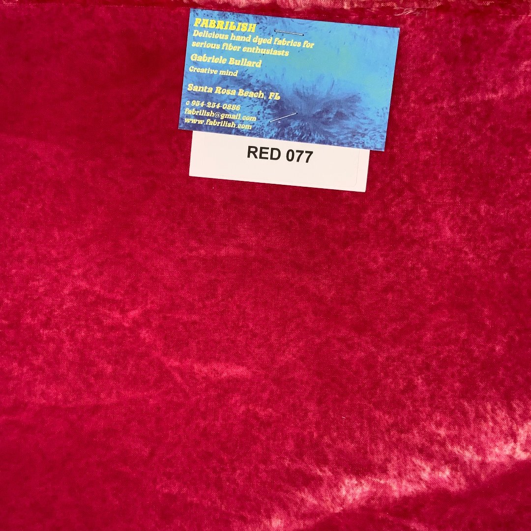 Hand Dyed 100 % cotton fabric red 077