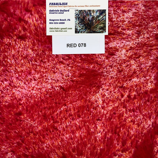 Hand Dyed 100 % cotton fabric red 078
