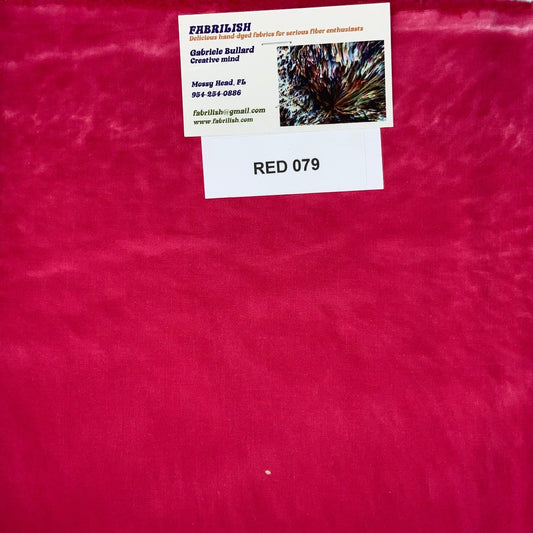 Hand Dyed 100 % cotton fabric red 079