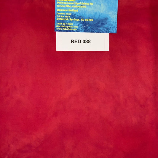 Hand Dyed 100 % cotton fabric red 088