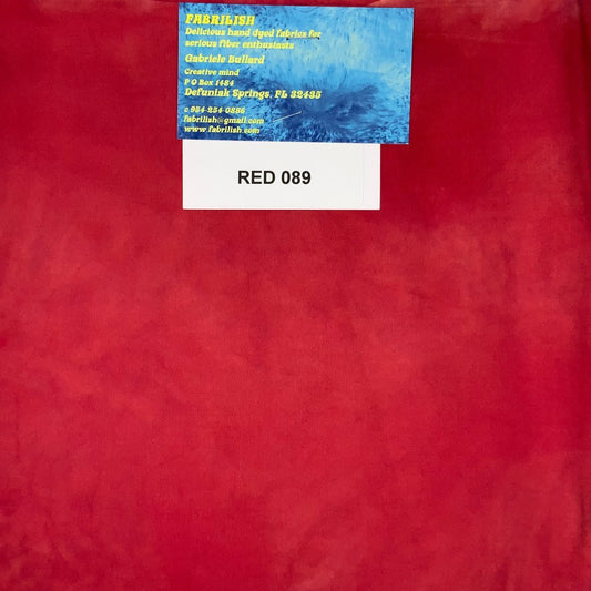 Hand Dyed 100 % cotton fabric red 089