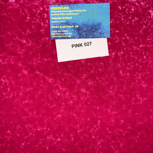 Hand Dyed 100 % cotton fabric pink 027