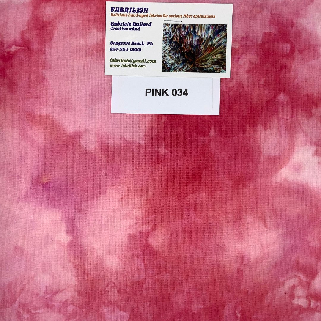 Hand Dyed 100 % cotton fabric pink 034