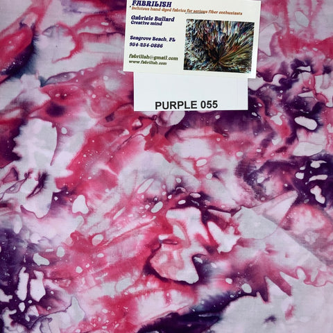 Hand Dyed 100 % cotton fabric purple 055