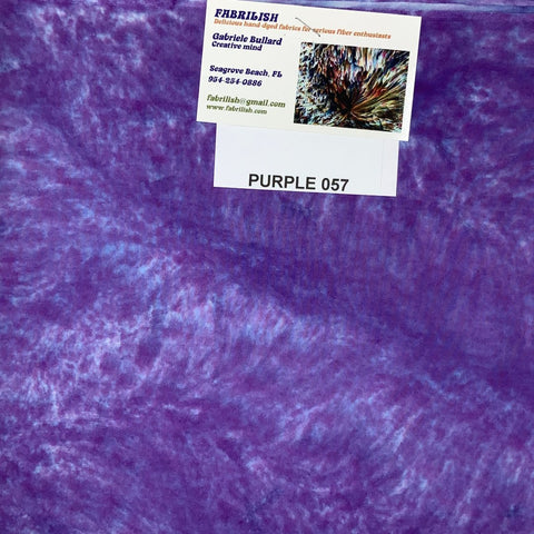 Hand Dyed 100 % cotton fabric purple 057