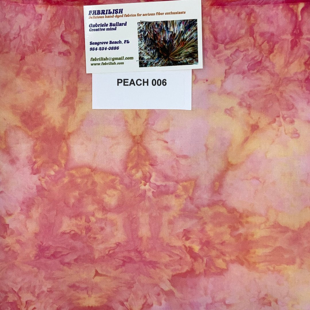 Hand Dyed 100 % cotton fabric peach 006