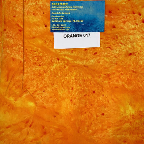 Hand Dyed 100 % cotton fabric orange 017