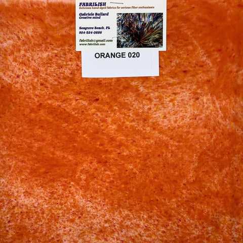 Hand Dyed 100 % cotton fabric orange 021