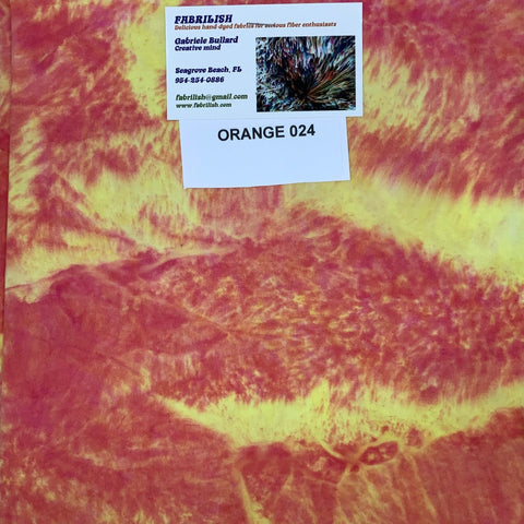 Hand Dyed 100 % cotton fabric orange 024