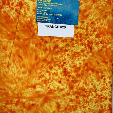 Hand Dyed 100 % cotton fabric orange 025