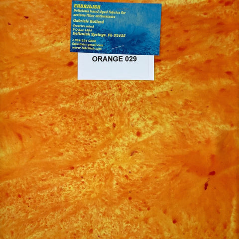 Hand Dyed 100 % cotton fabric orange 029