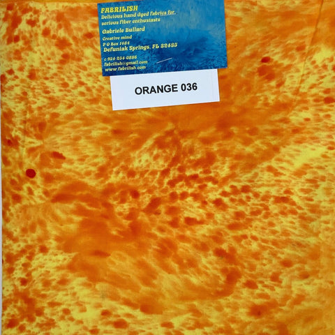 Hand Dyed 100 % cotton fabric orange 036