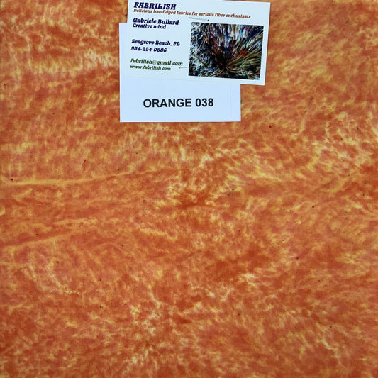 Hand Dyed 100 % cotton fabric orange 038
