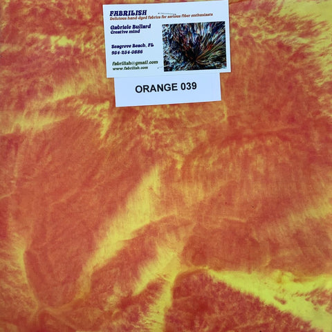 Hand Dyed 100 % cotton fabric orange 039