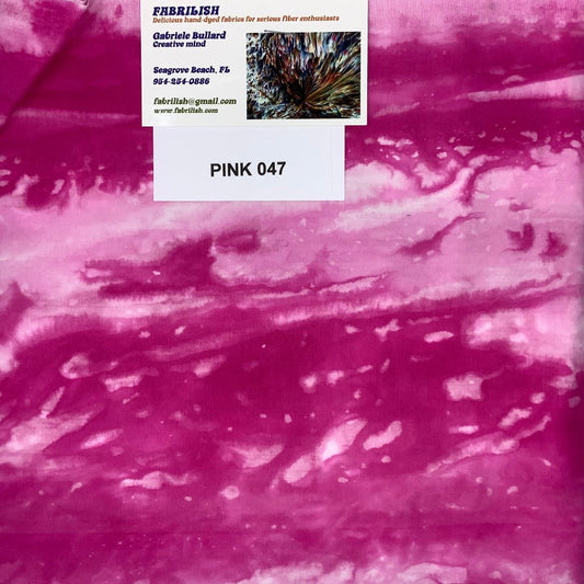 Hand Dyed 100 % cotton fabric pink 047