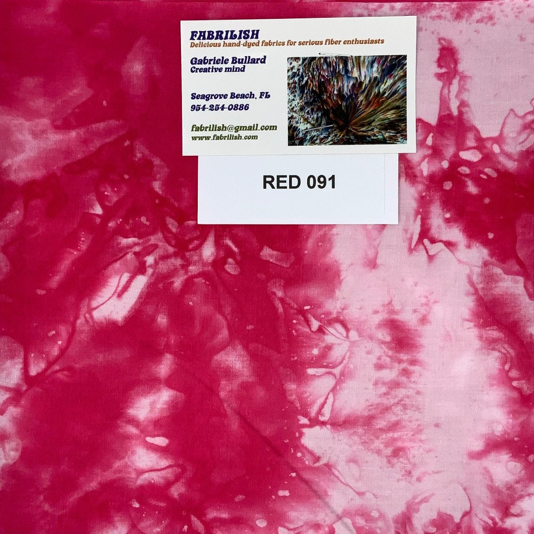 Hand Dyed 100 % cotton fabric red 091