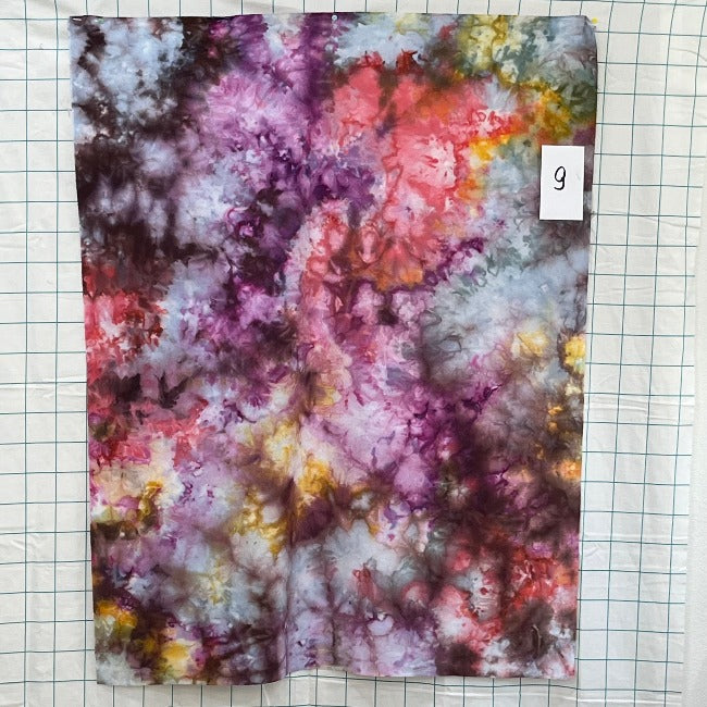 An ice dye that comprises many different colors, one of a kind. Only one available. Guaranteed hand made by Gabriele - and she is a passionate dye master!