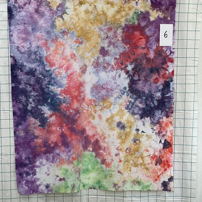 An ice dye that comprises many different colors, one of a kind. Only one available. Guaranteed hand made by Gabriele - and she is a passionate dye master!
