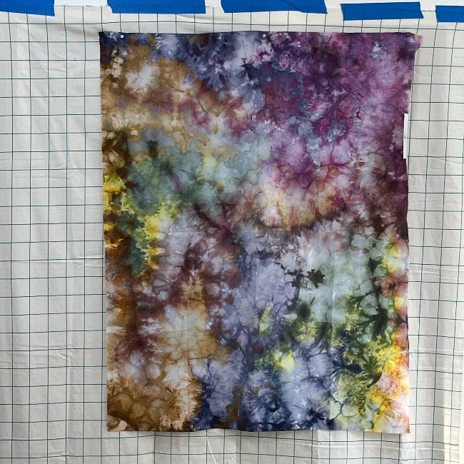 An ice dye that comprises many different colors, one of a kind. Only one available. Guaranteed hand made by Gabriele - and she is a passionate dye master!