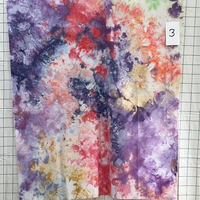 An ice dye that comprises many different colors, one of a kind. Only one available. Guaranteed hand made by Gabriele - and she is a passionate dye master!