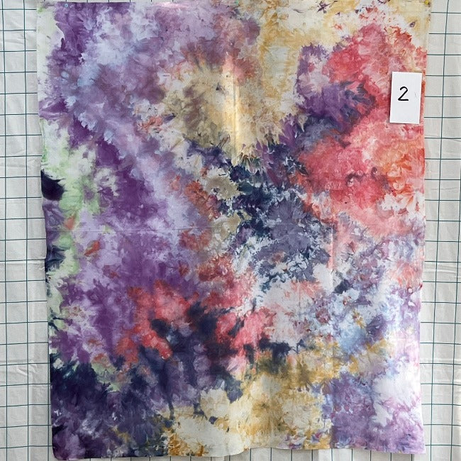 An ice dye that comprises many different colors, one of a kind. Only one available. Guaranteed hand made by Gabriele - and she is a passionate dye master!