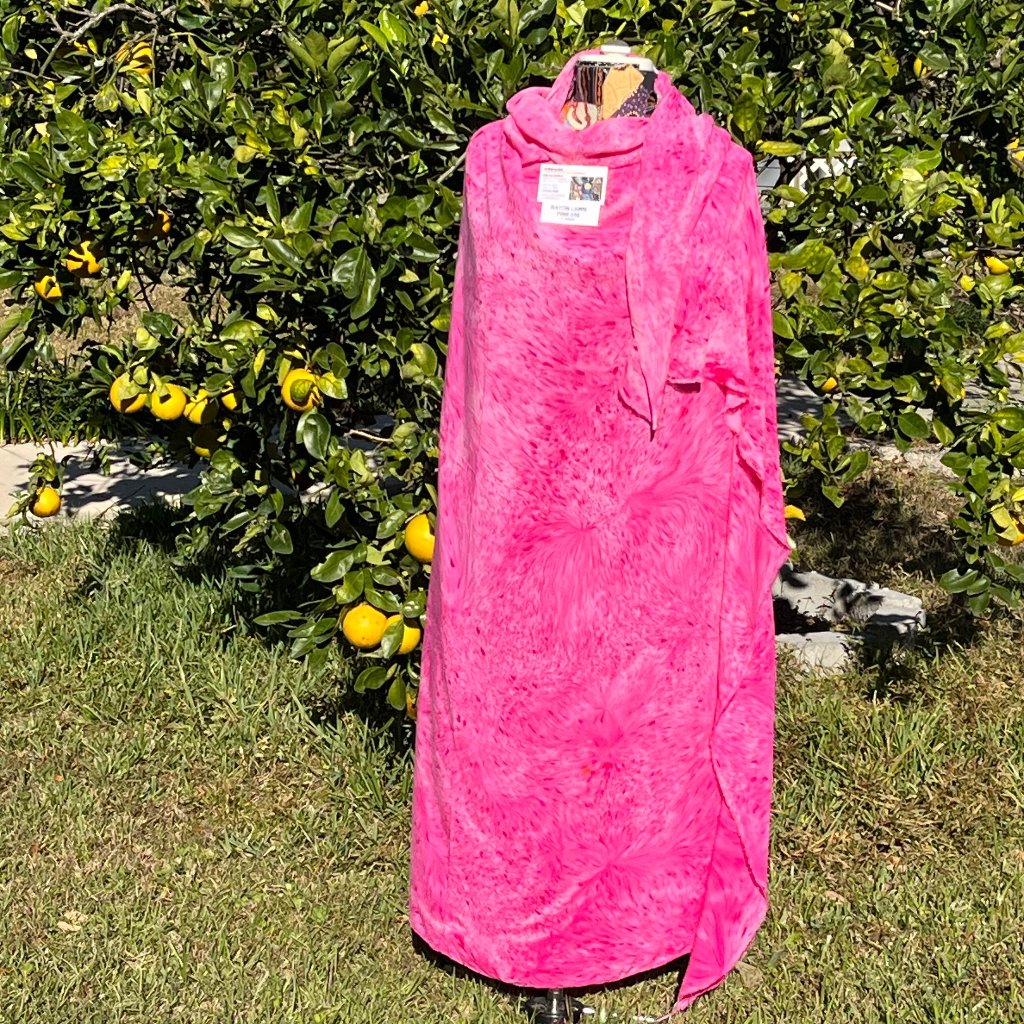 A SPLATTER DYED PINK PIECE OF FABRIC