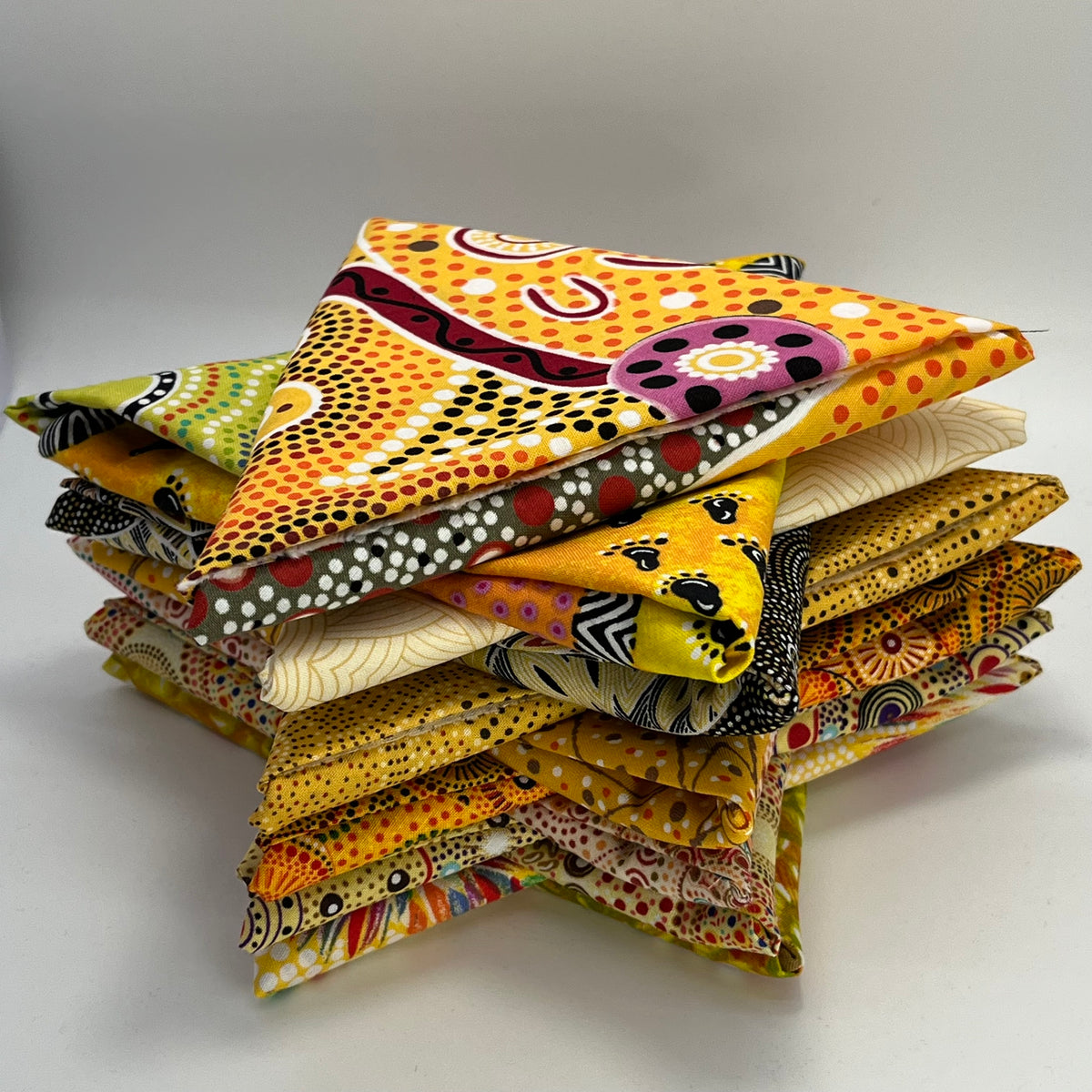 Australian Aboriginal Fabric 12 Fat Quarter Bundle - Australian Sunshine
