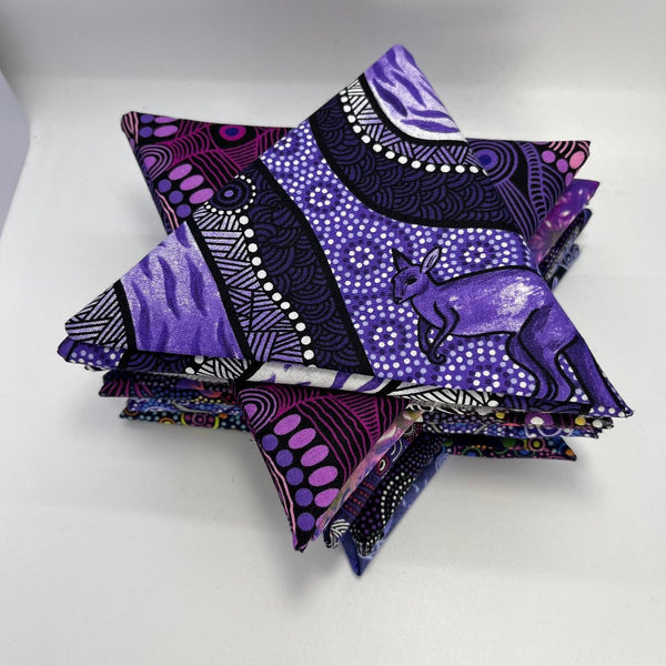 Australian Aboriginal Fabric designs in all kinds of wonderful hues and tones of purples!